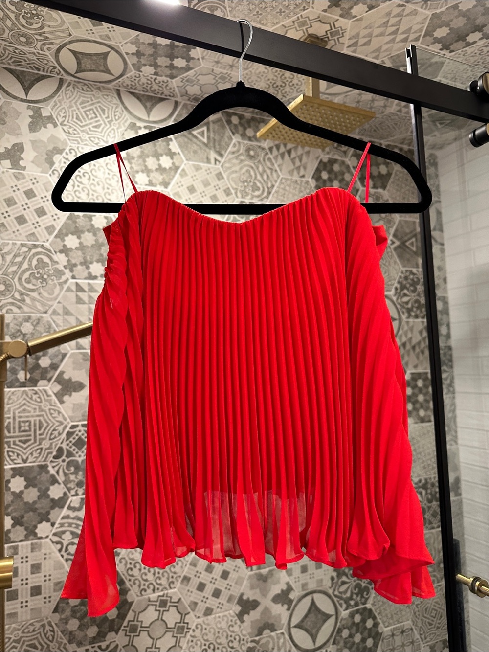 Guess Red Pleated Top
